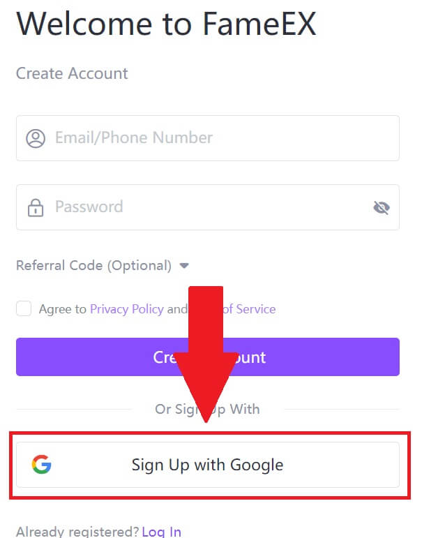 Cara Membuka Akun dan Masuk ke FameEX